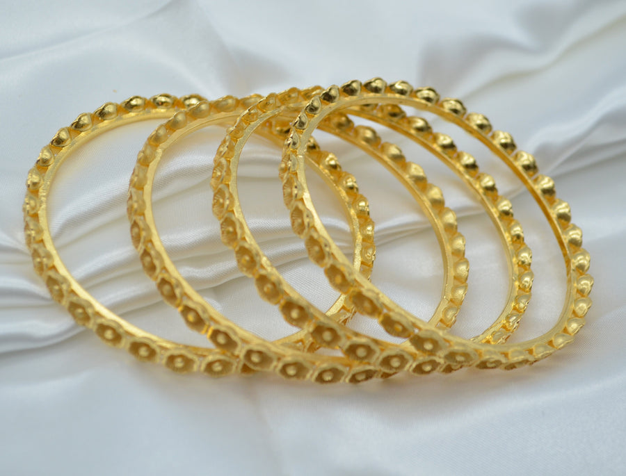 Traditional 1 Gram Gold Plated Non - Openable Bangles Set Of 4 Size 2.6