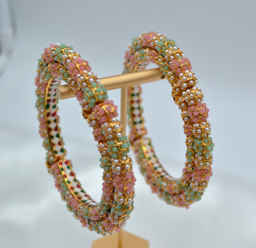 Paacheli Style Jadau Openable Kada - Pair Bangles