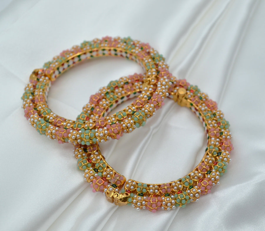 Paacheli Style Jadau Openable Kada - Pair Bangles