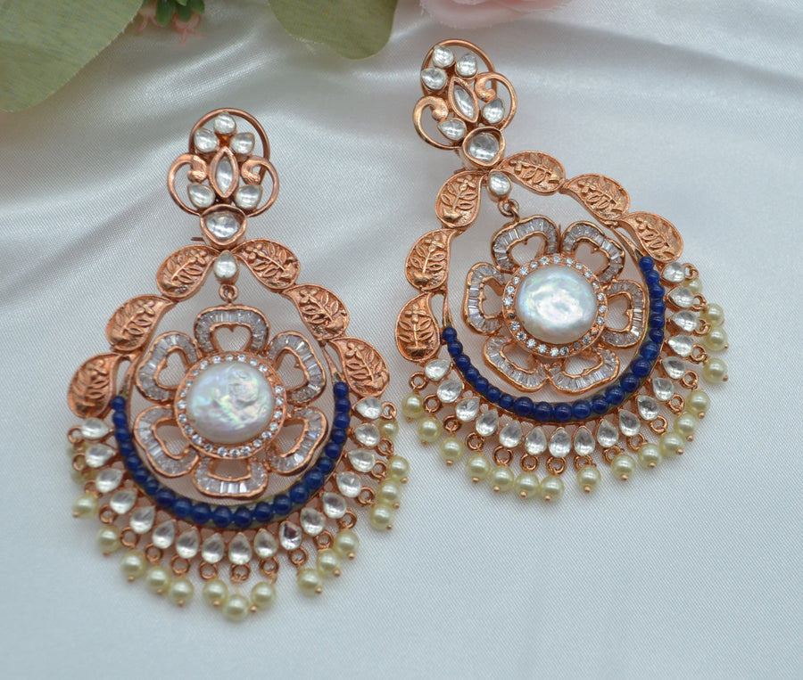 Buy Gold Plated Kundan Stone Chandbali Earrings by Namasya Online at Aza  Fashions.