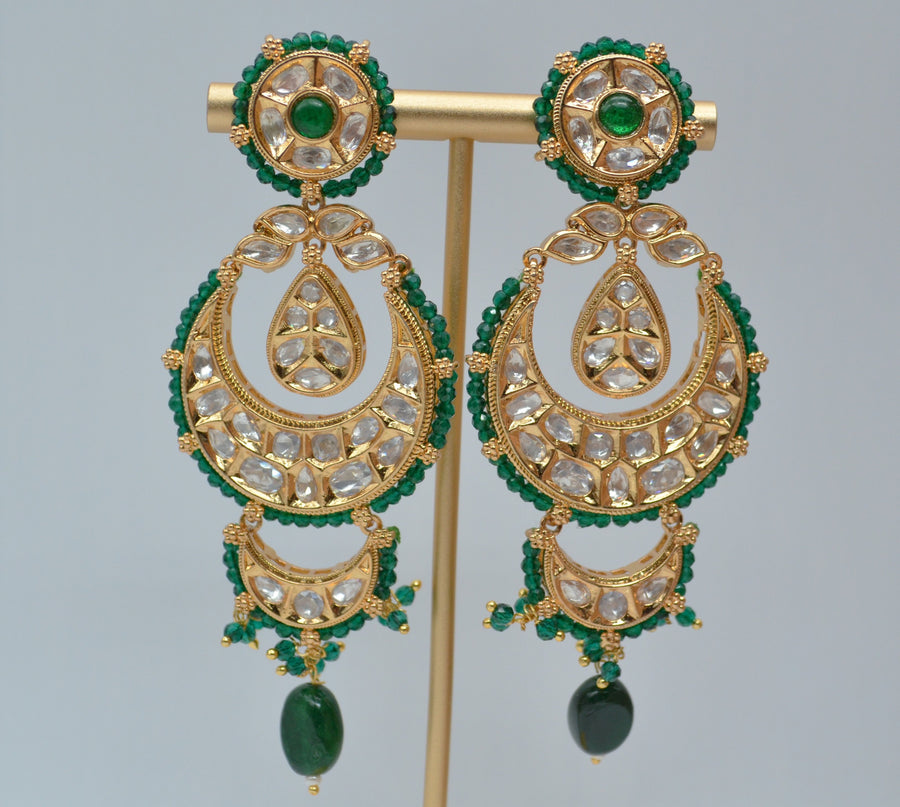 Pearls & Kundan Chandbali Earrings