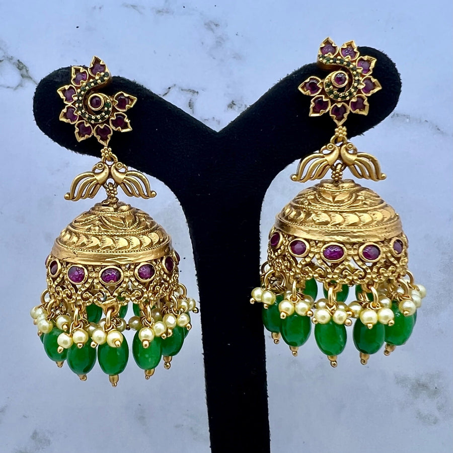 Traditional Kemp Jhumki Earrings
