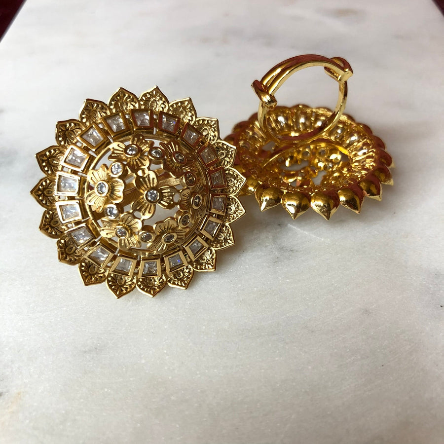 Meenakari Tyaani Inspired Kundan Adjustable Ring Gold Rings