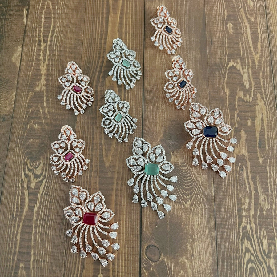 Leaf Shape American Diamond Pendant Set Charms & Pendants