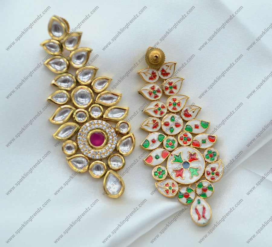 Aaina Statement Uncut Kundan Earrings