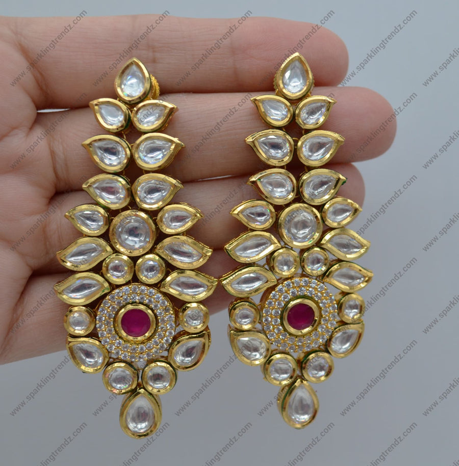 Aaina Statement Uncut Kundan Earrings