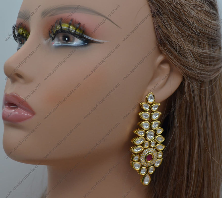 Aaina Statement Uncut Kundan Earrings