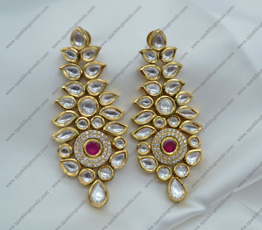 Aaina Statement Uncut Kundan Earrings