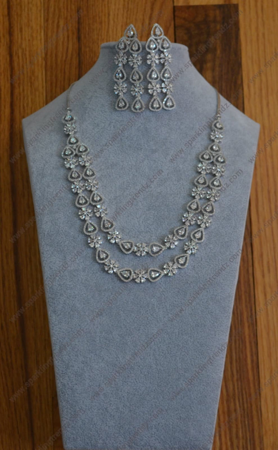 Afreen Double Layer Cz Necklace Set Necklaces