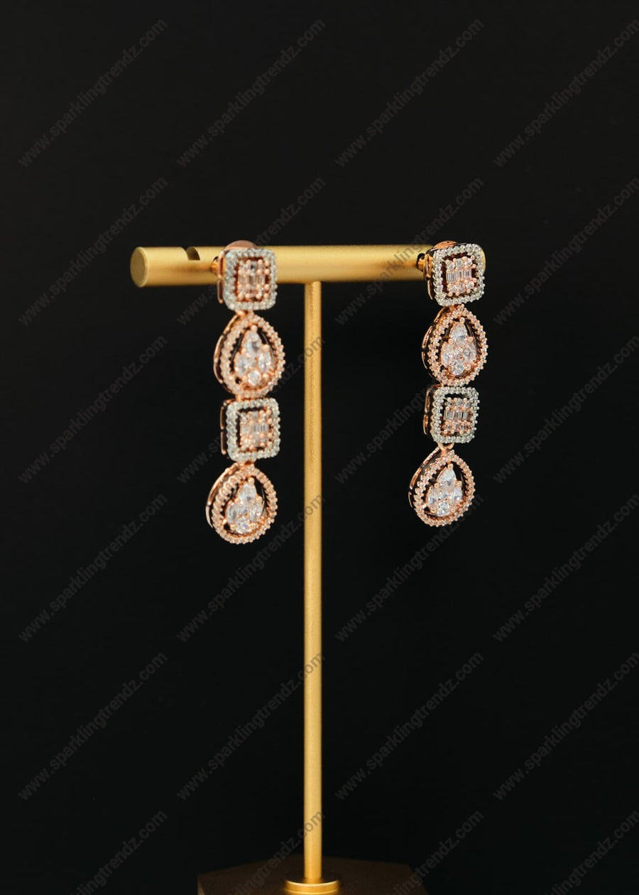 Cz Diamond Cut Necklace Set - Rose Gold Necklaces