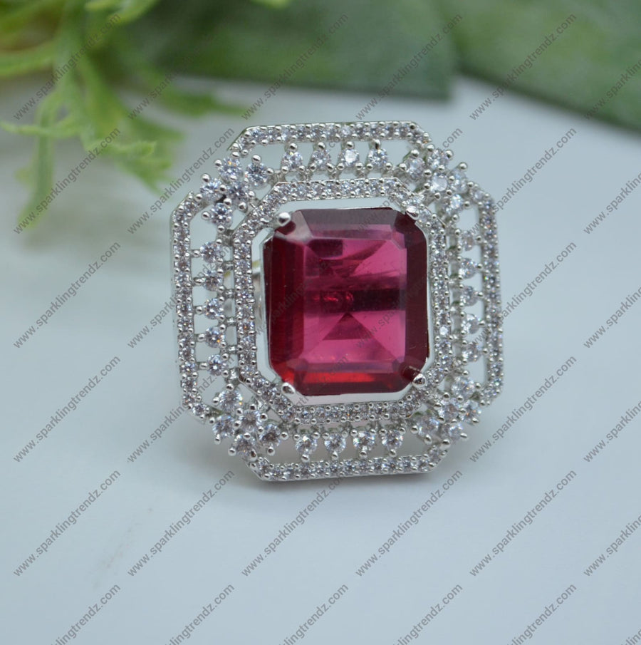 Cz Monalisa Stone Adjustable Ring Rings