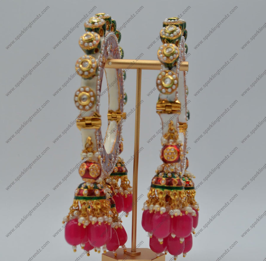 Designer Rajasthani Multi Color Meenakari Pacheli Opnable Kada - Pair Or Single
