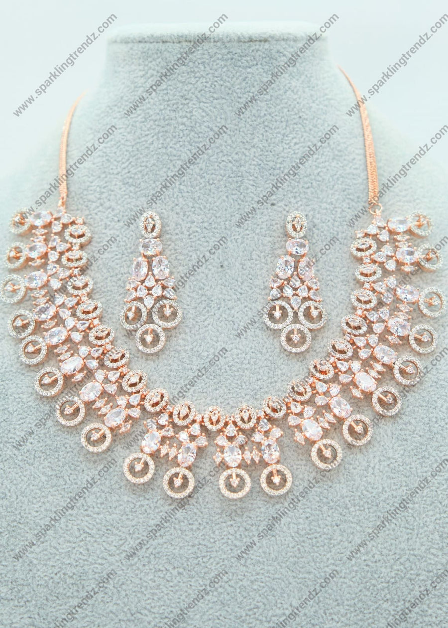 Lisa Cz Diamond Necklace Set - Rose Gold Necklaces