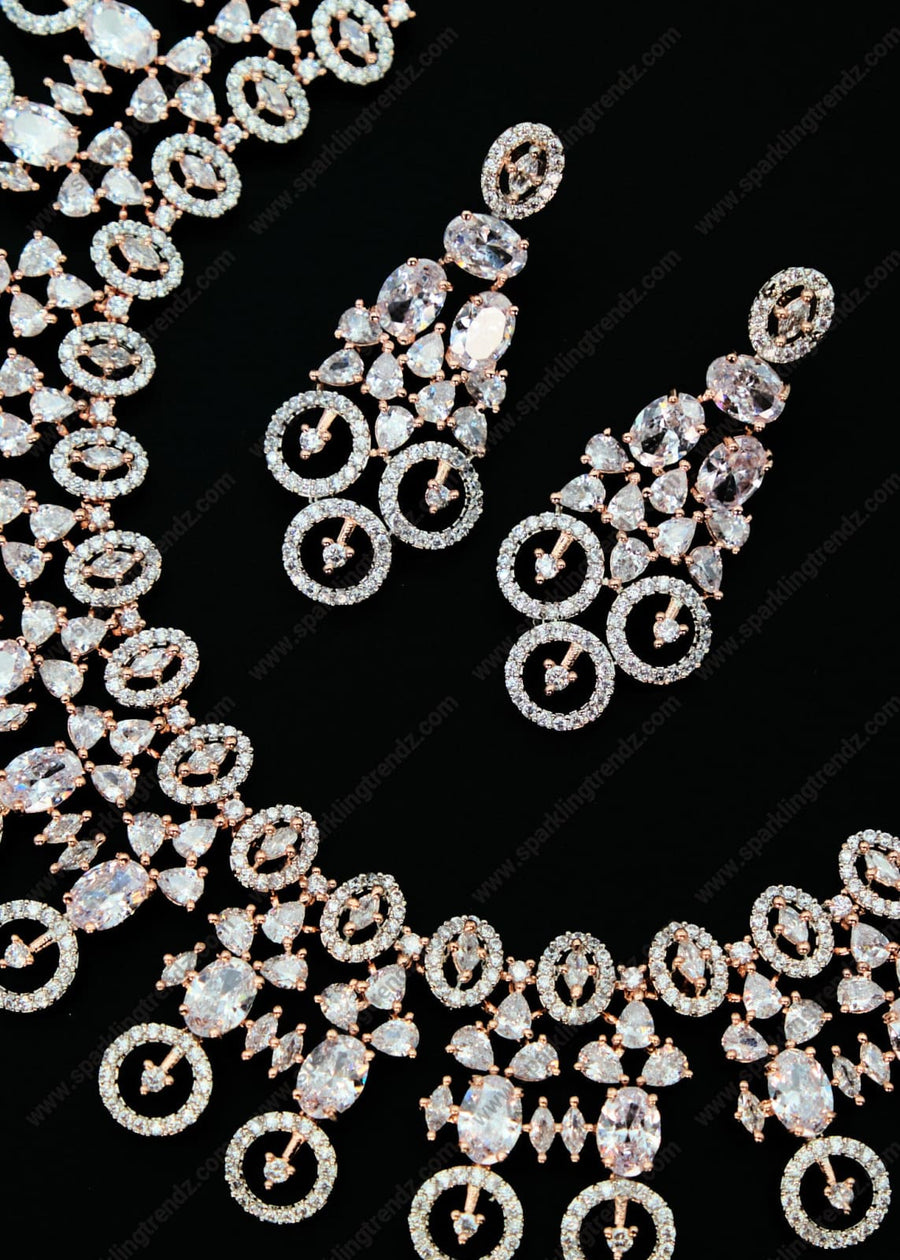 Lisa Cz Diamond Necklace Set - Rose Gold Necklaces