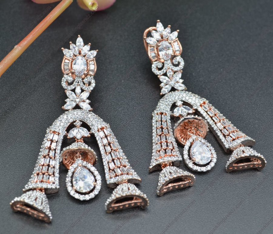 Naira Rhinestone Embellished Cz Half Jhumki Earrings