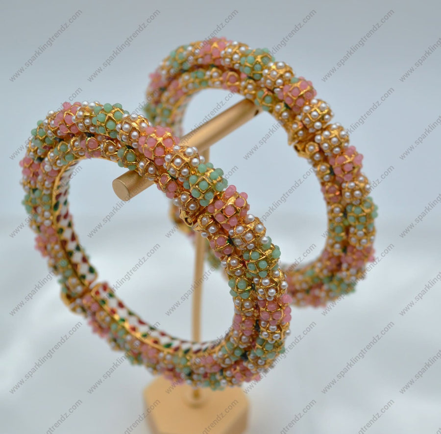 Paacheli Style Jadau Openable Kada - Pair Bangles