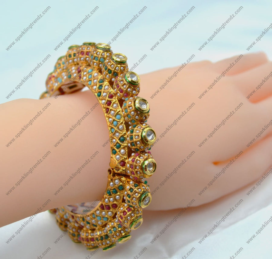 Pacheli Style Jadau Kundan Openable Kada - Single Bangles