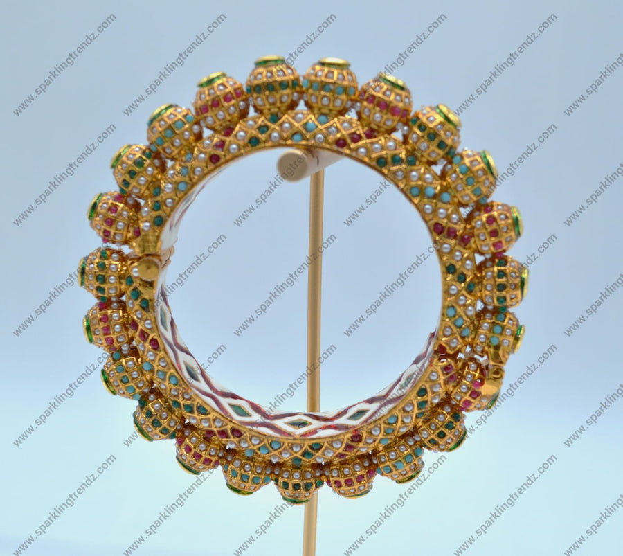 Pacheli Style Jadau Kundan Openable Kada - Single Bangles