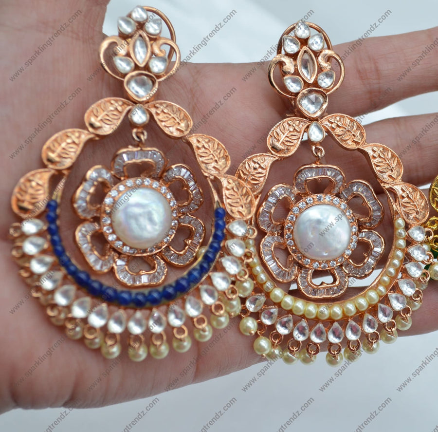 Lakshmi Bridal Kundan Ruby Emerald Chandbali Earrings – AryaFashions