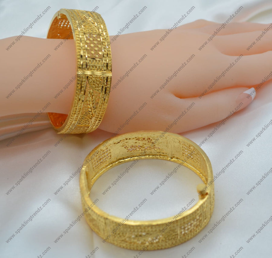 Traditional 1 Gram Gold Plated Openable Kada Set Bangles