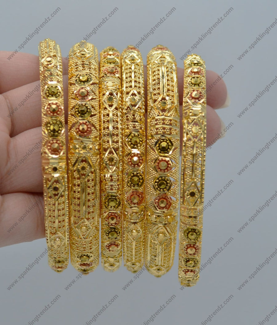 Traditional Meenakari Gold Plated Non - Openable Bangles Set Of 6