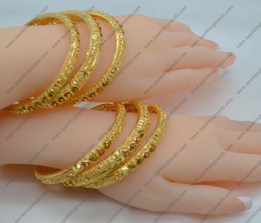 Traditional Meenakari Gold Plated Non - Openable Bangles Set Of 6