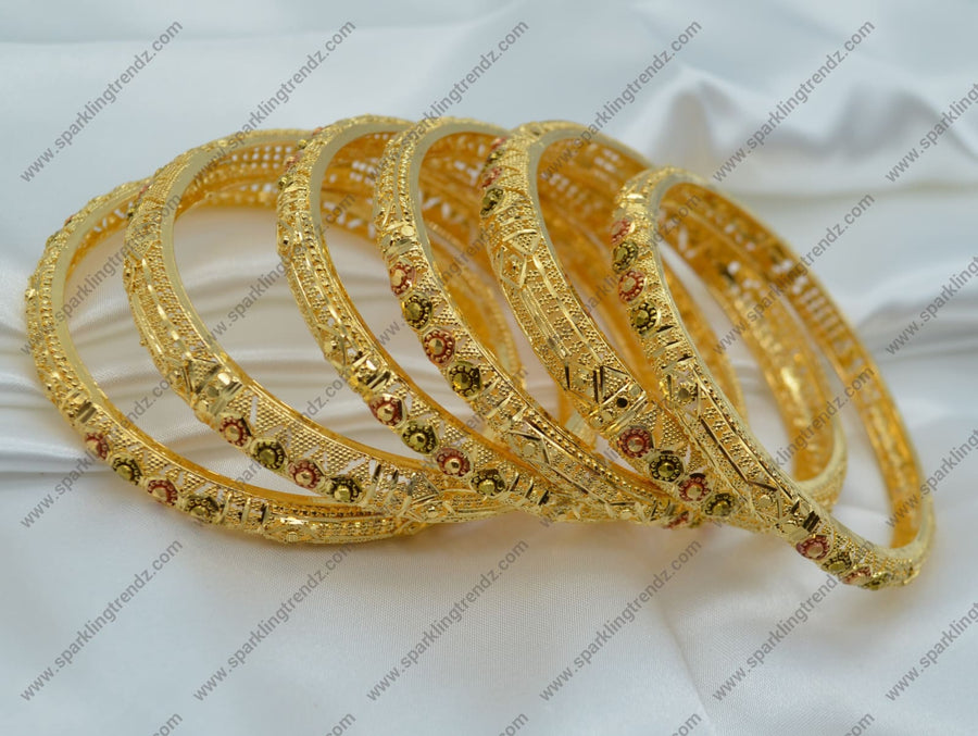 Traditional Meenakari Gold Plated Non - Openable Bangles Set Of 6