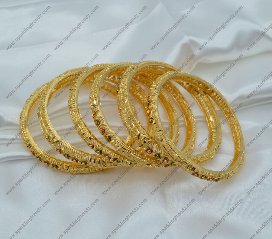 Traditional Meenakari Gold Plated Non - Openable Bangles Set Of 6