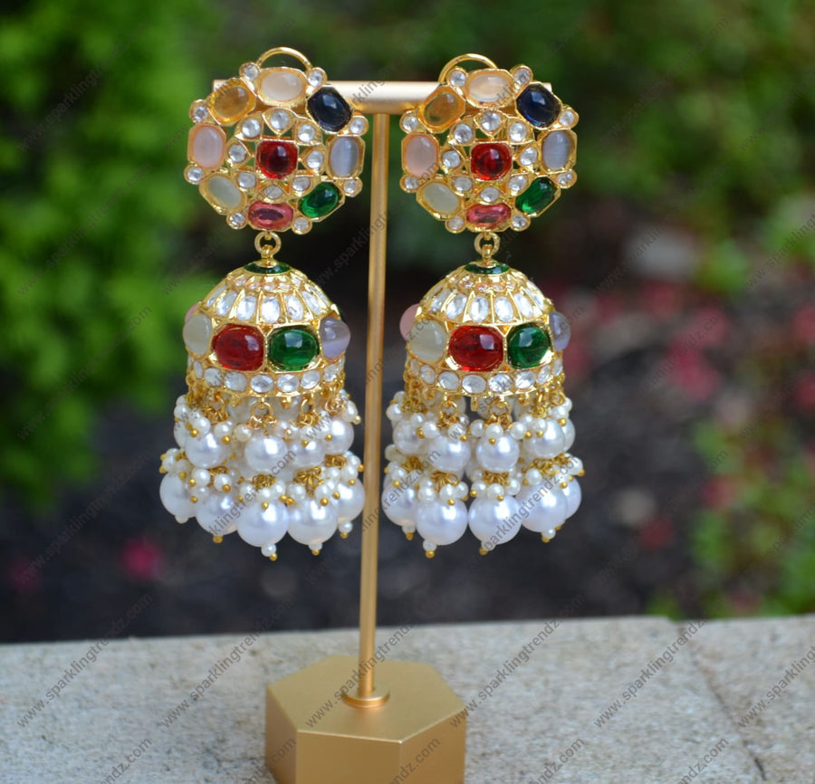 Uncut Kundan Jhumki Earrings