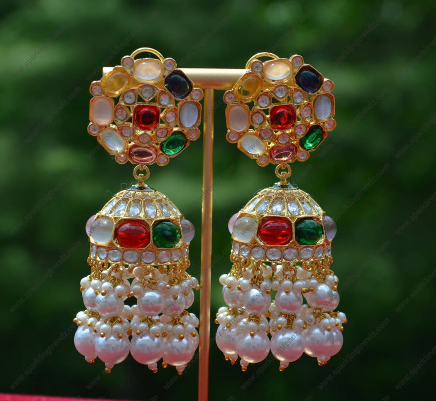 Uncut Kundan Jhumki Earrings