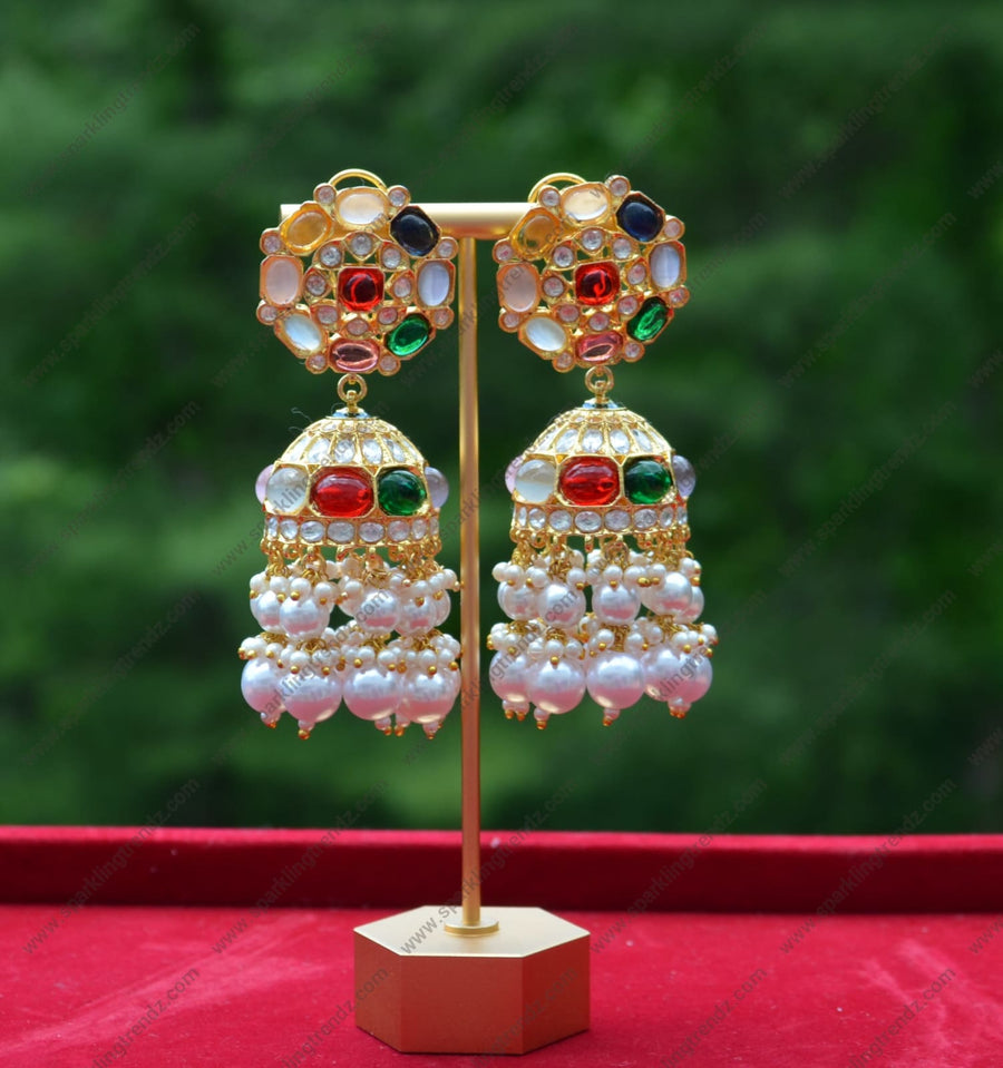 Uncut Kundan Jhumki Earrings