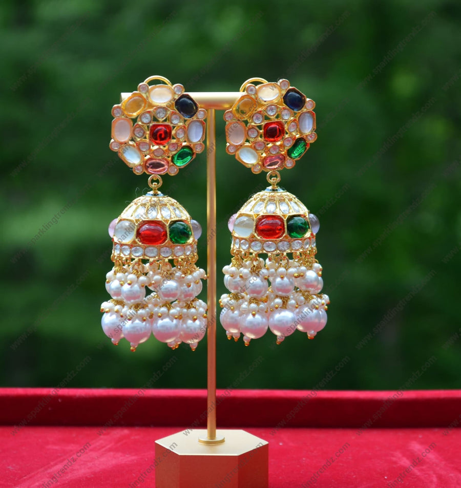 Uncut Kundan Jhumki Earrings