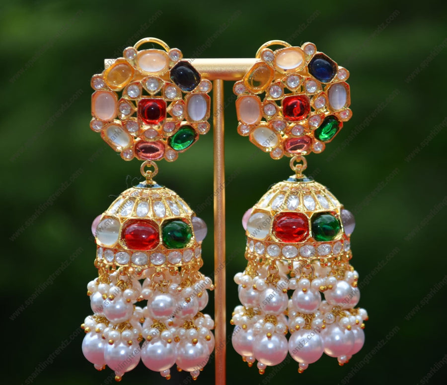Uncut Kundan Jhumki Earrings